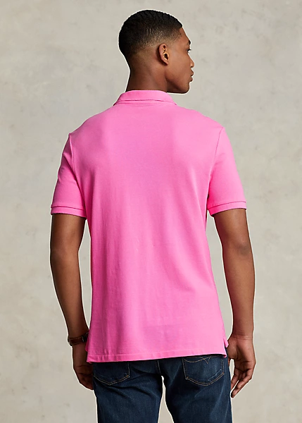 PINK COTTON POLO SHIRT WITH FRONT LOGO EMBROIDERY